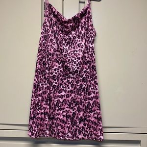 SHEIN Pink Leopard Print Spaghetti Strap Dress, XL - WORN ONCE!